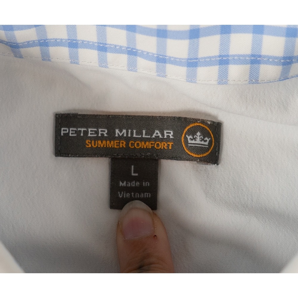 Peter Millar Mens Summer Comfort Button Down Shirt White Size L Long Sleeve image 2